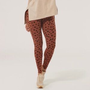 Pact Brown Leggings with Black Polka Dots